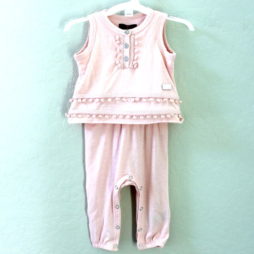 Seven 7 For All Mankind Baby Seashell Pink Overlay Bodysuit Size 6-9M